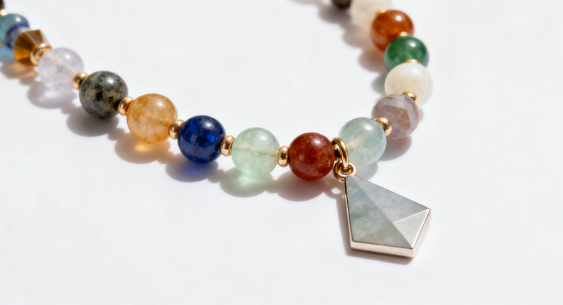 串珠拼接项链 圆面吊坠项链