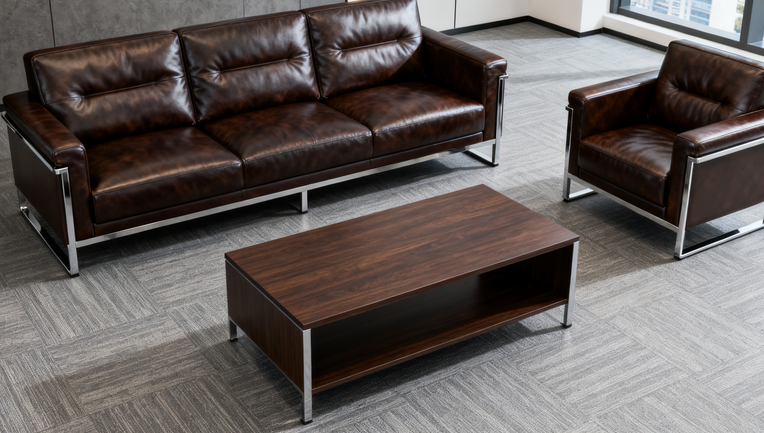 办公沙发组合办公室简约会客接待沙发商务皮沙发