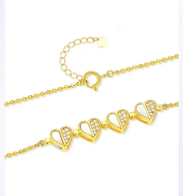 周大生心动四叶草项链银套链S925银镶嵌 