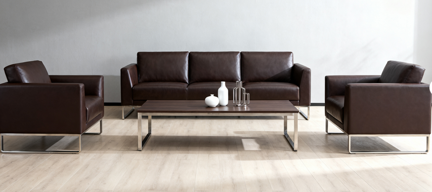 香尔特（Xiangerte）办公家具商务沙发接待会客室皮艺沙发休闲简约风真皮3+1+1+长茶几