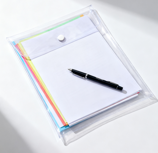 透明文件袋纽扣袋A4文件夹塑料加厚大容量按扣分类收纳袋