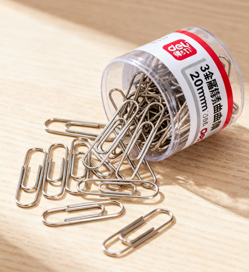 得力(deli)29mm镀镍回形针 3#金属防锈曲别针 200枚/筒 办公室文具用品 0037 